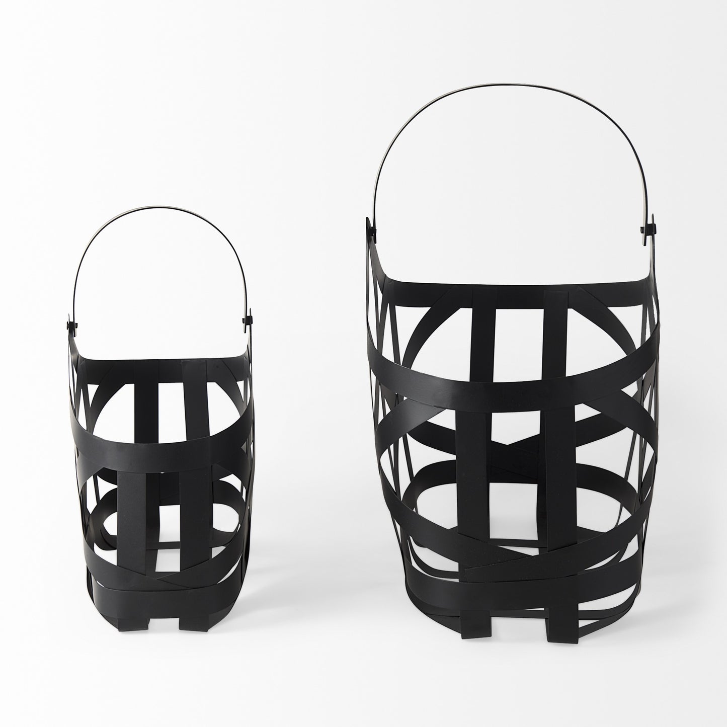 Set Of Two Black Geometric Metal Baskets