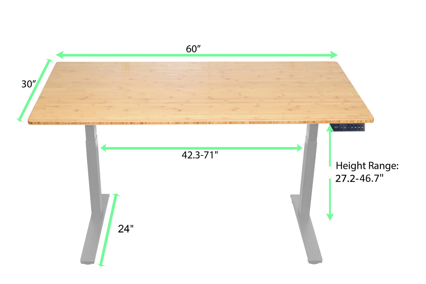 Gray and Natural Bamboo 45" Dual Motor Electric Office Adjustable Computer Desk