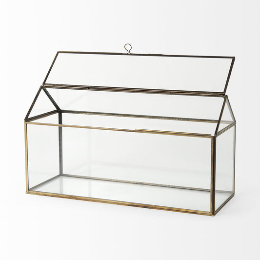 Modern Rustic Gold Metal And Glass Terrarium