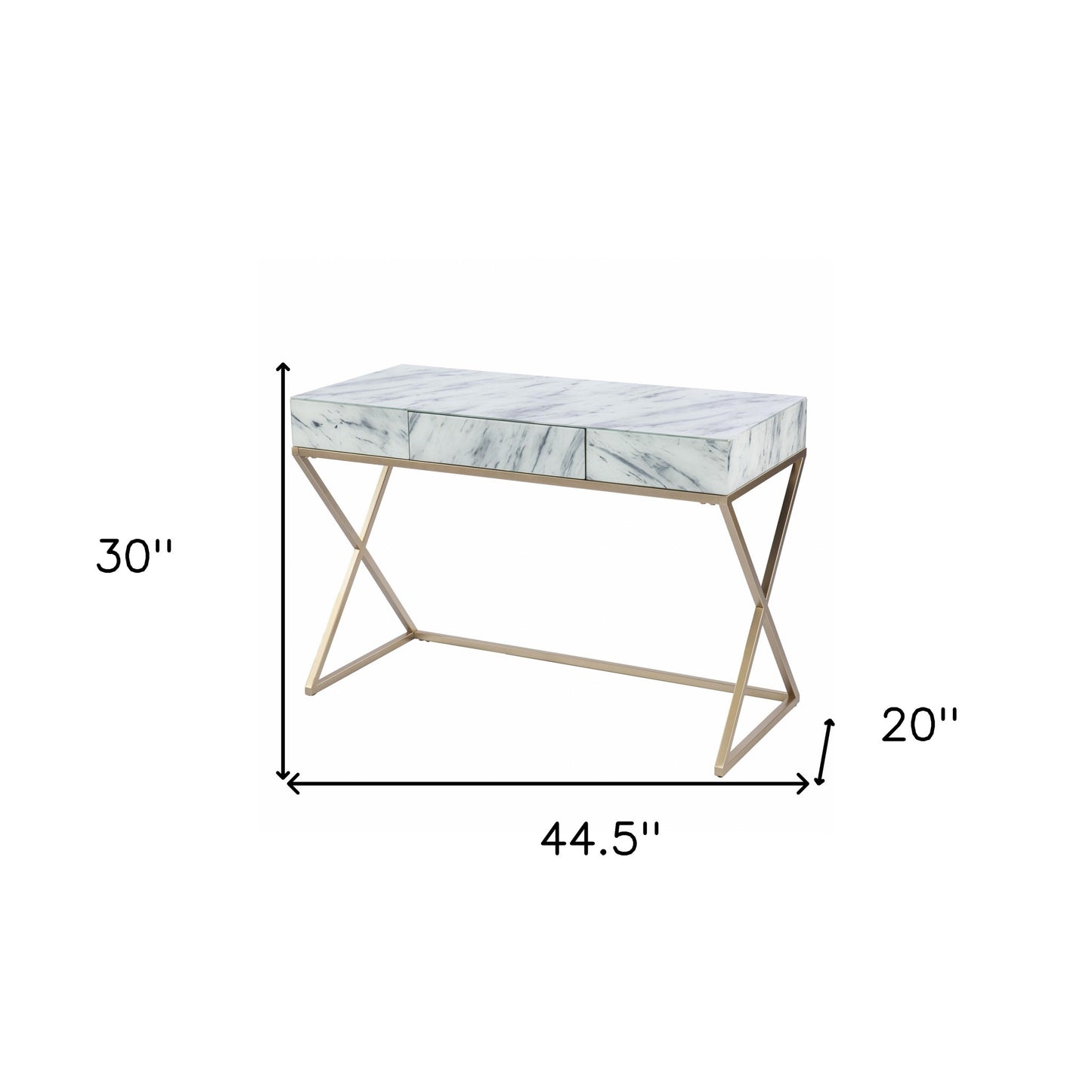 Faux Marble Writing Desk with Storage