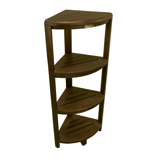 Dark Brown 38" Curvilinear Corner Four Tier Shower Shelf