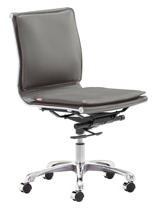 Gray and Silver Adjustable Swivel Metal Rolling Executive Office Chair