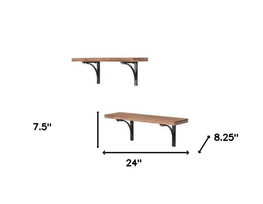 24" Two Shelves Solid Wood Shelving Unit