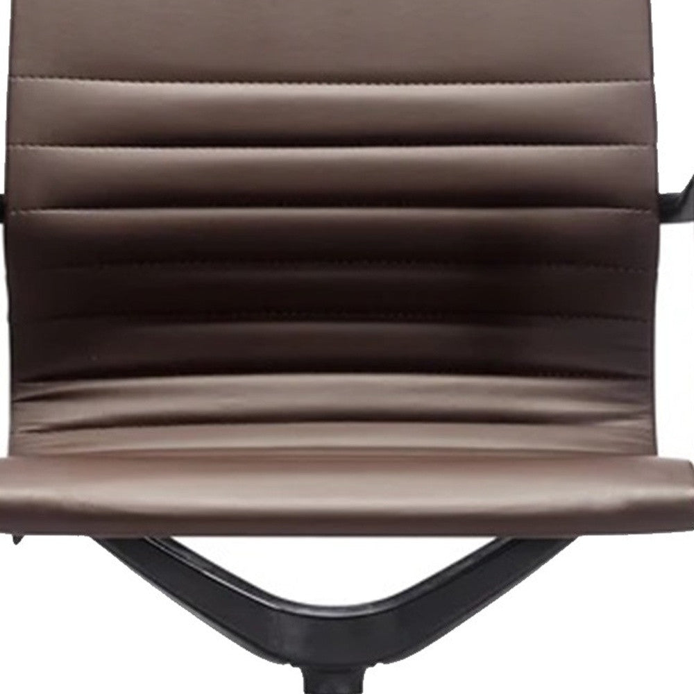 Brown and Black Adjustable Swivel Faux Leather Rolling Office Chair