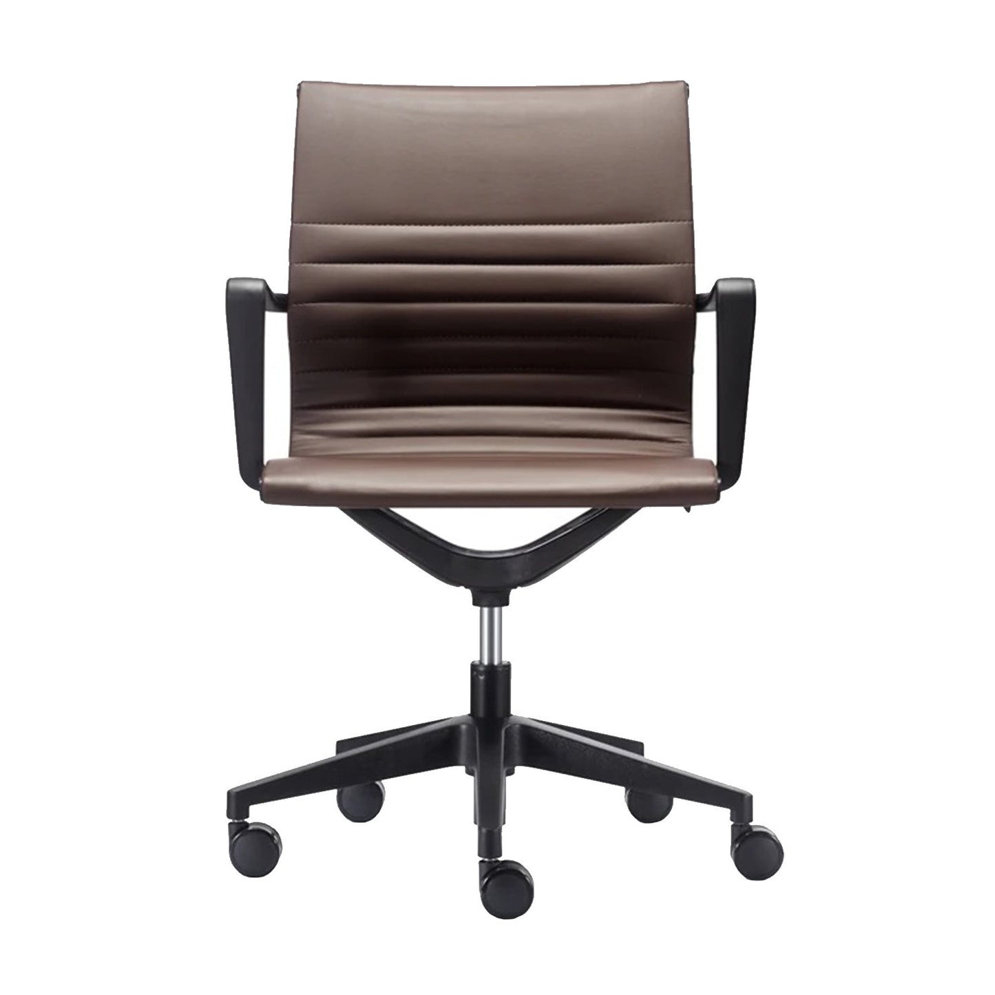 Brown and Black Adjustable Swivel Faux Leather Rolling Office Chair