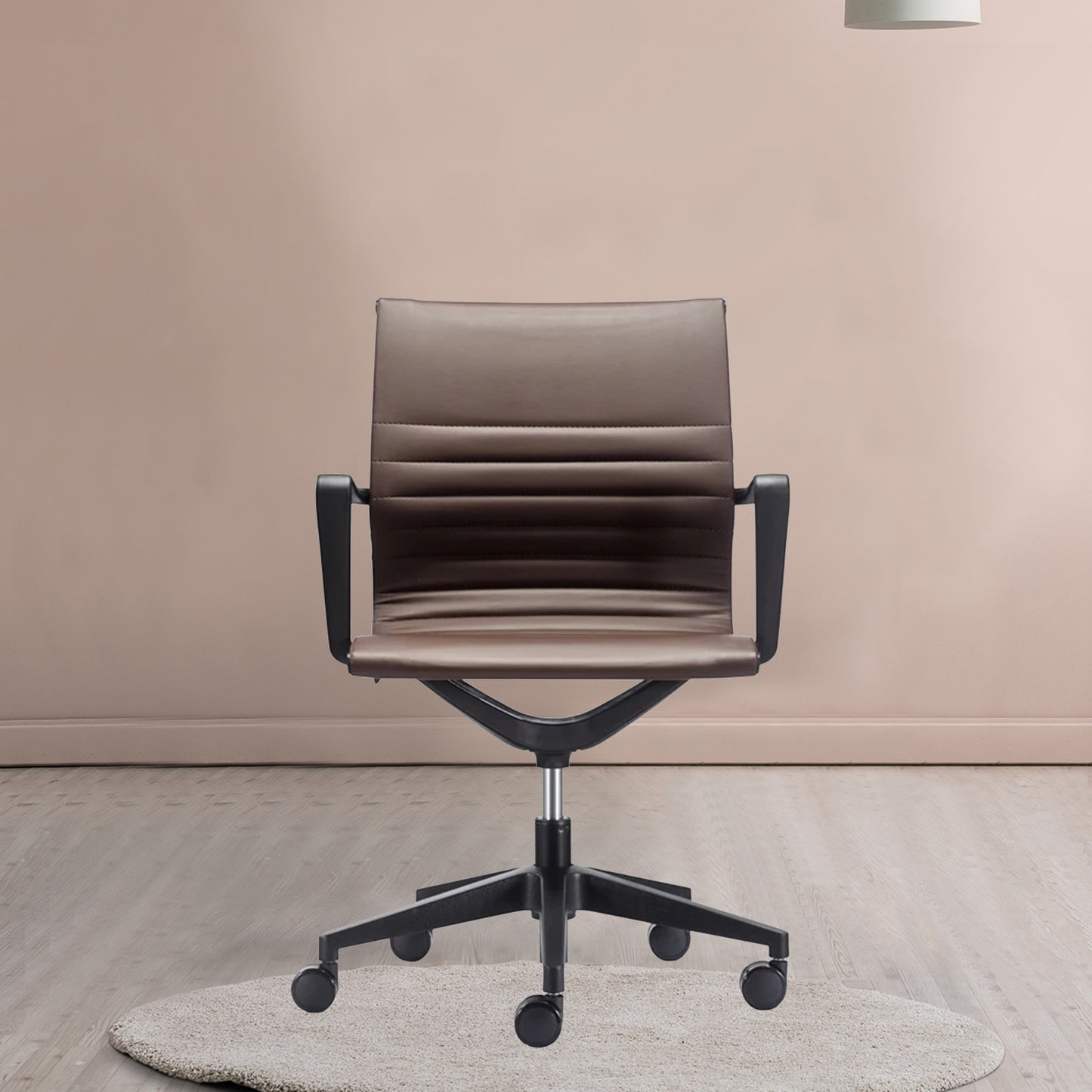 Brown and Black Adjustable Swivel Faux Leather Rolling Office Chair