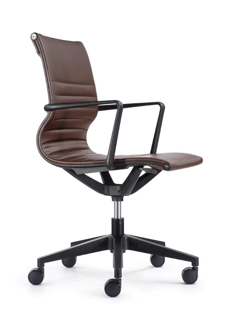 Brown and Black Adjustable Swivel Faux Leather Rolling Office Chair