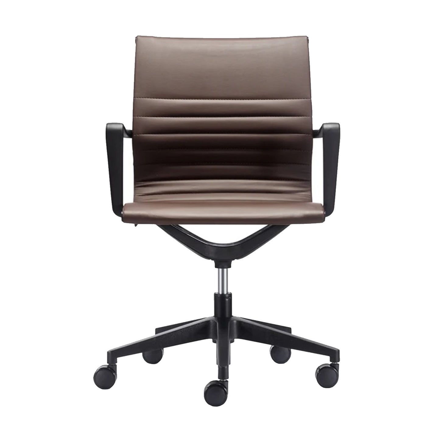 Brown and Black Adjustable Swivel Faux Leather Rolling Office Chair