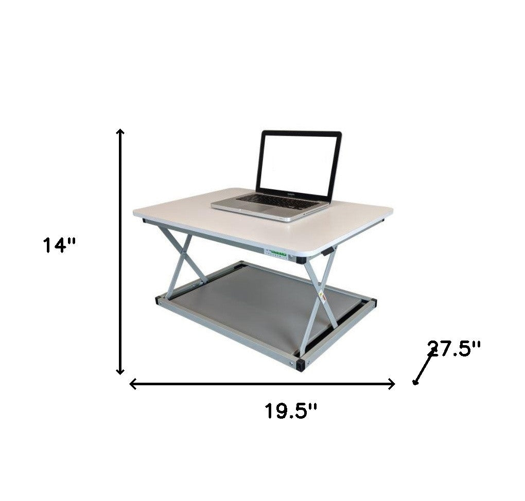 Small Silver Adjustable Standing Desk Converter