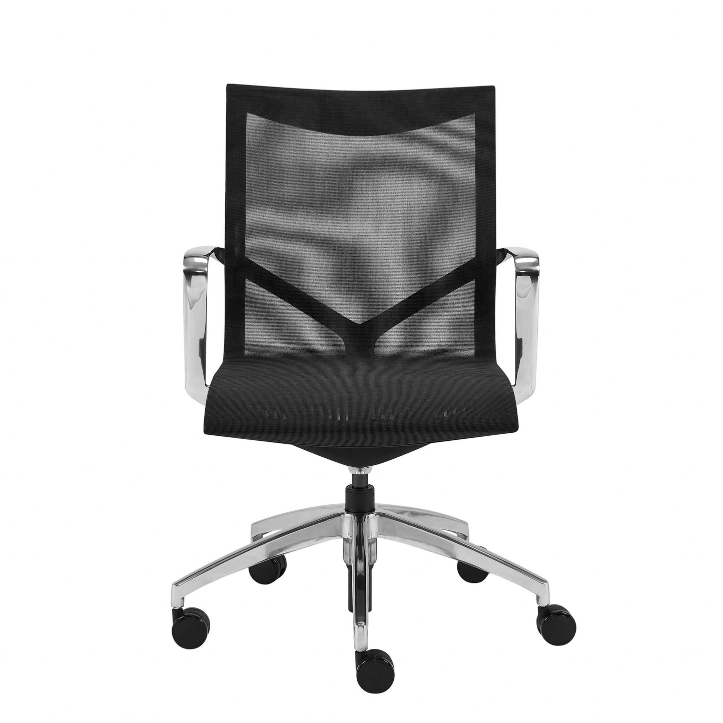 Black Swivel Task Chair Mesh Back Steel Frame