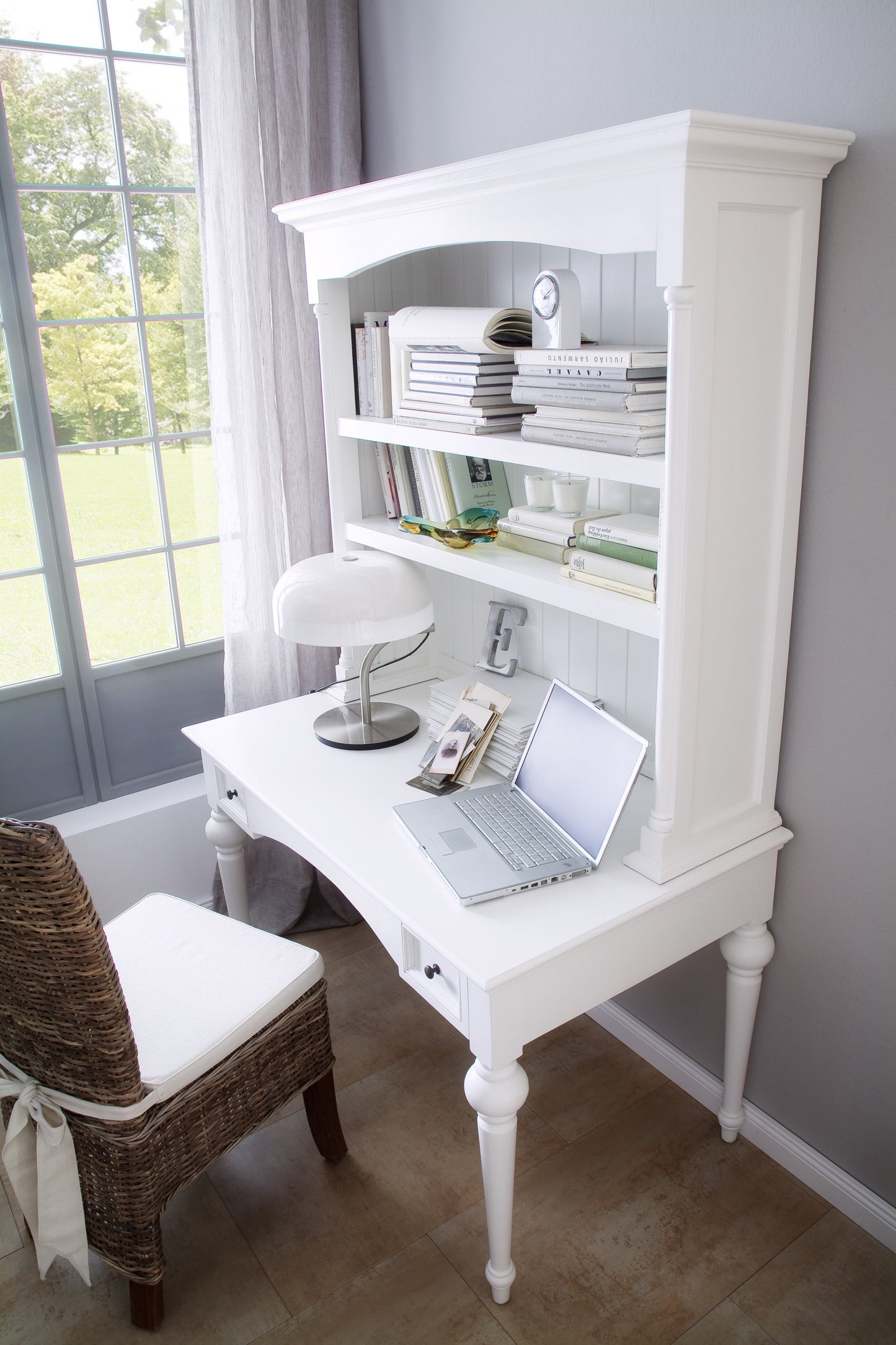 47" White Secretary Desk With Two Drawers