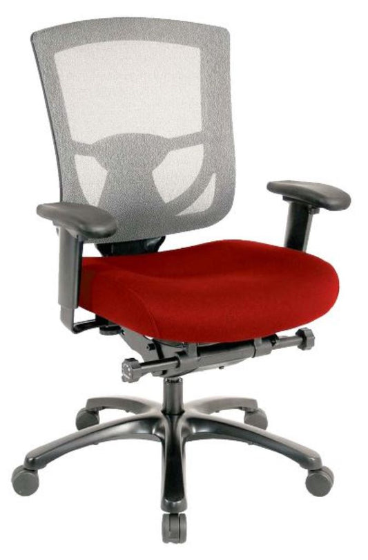 Red and Black Adjustable Swivel Mesh Rolling Office Chair