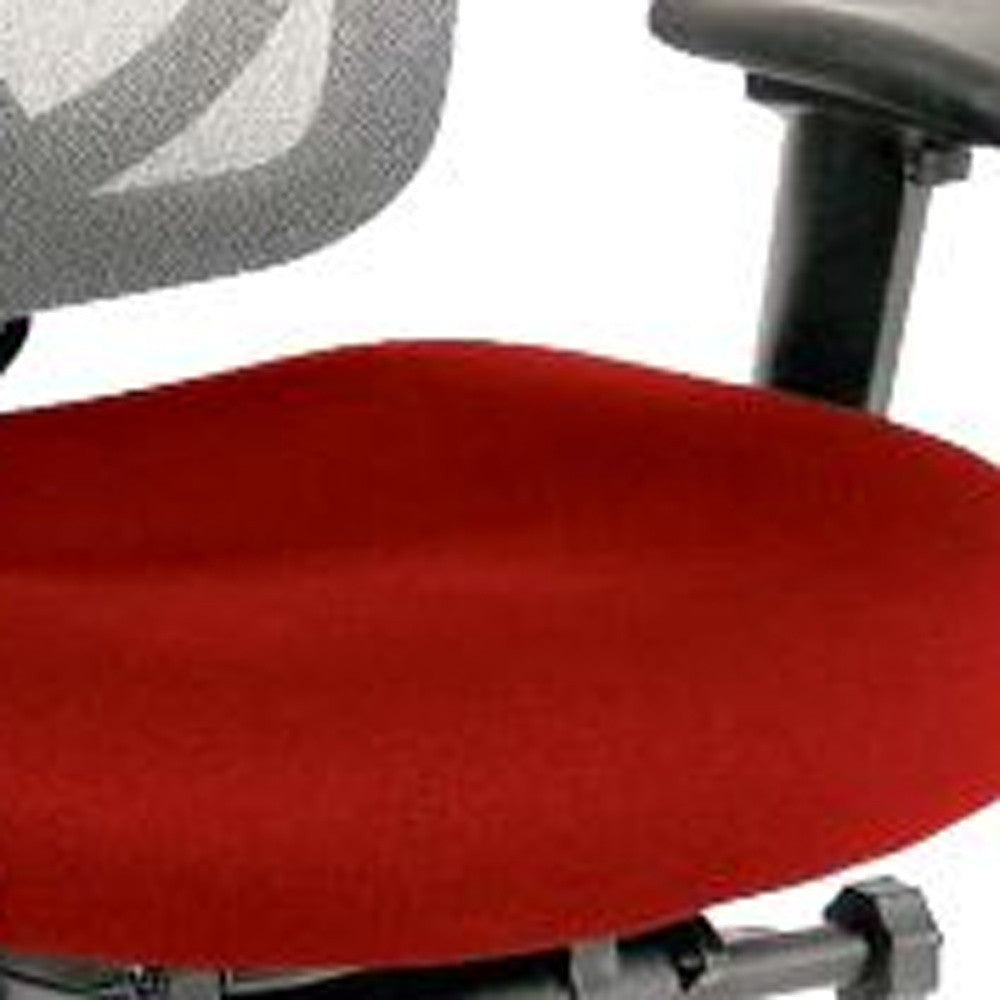 Red and Black Adjustable Swivel Mesh Rolling Office Chair