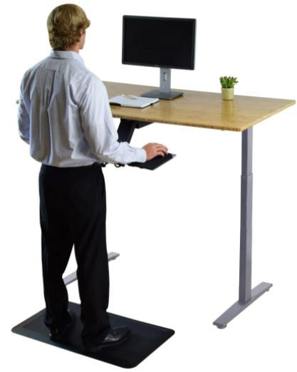 Gray and Natural Bamboo Dual Motor Electric Office Adjustable Computer Desk