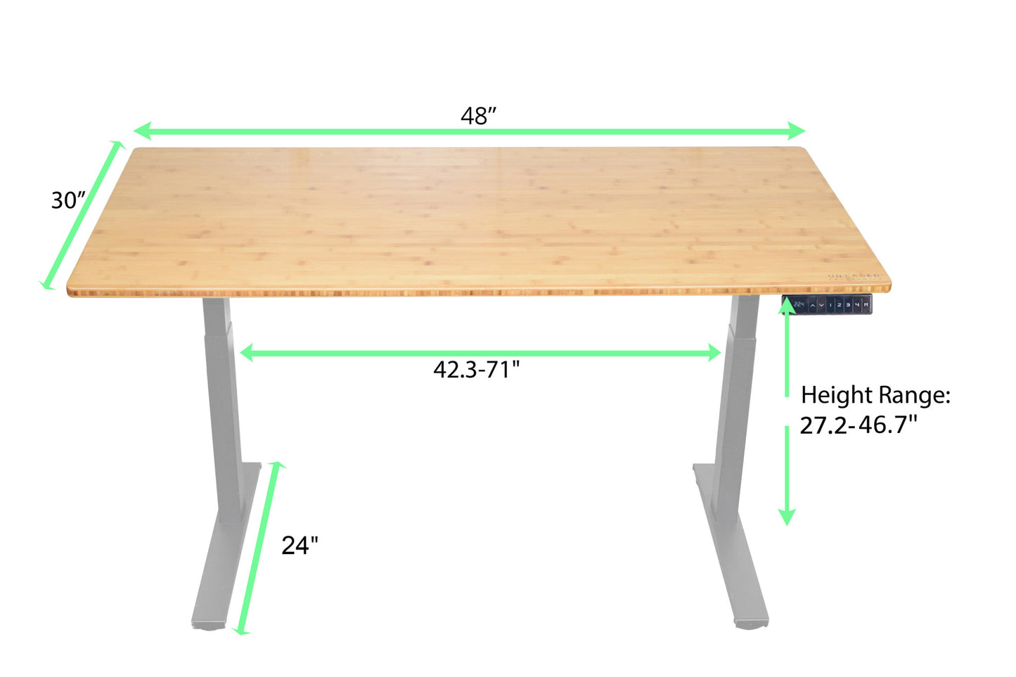 Gray and Natural Bamboo Dual Motor Electric Office Adjustable Computer Desk