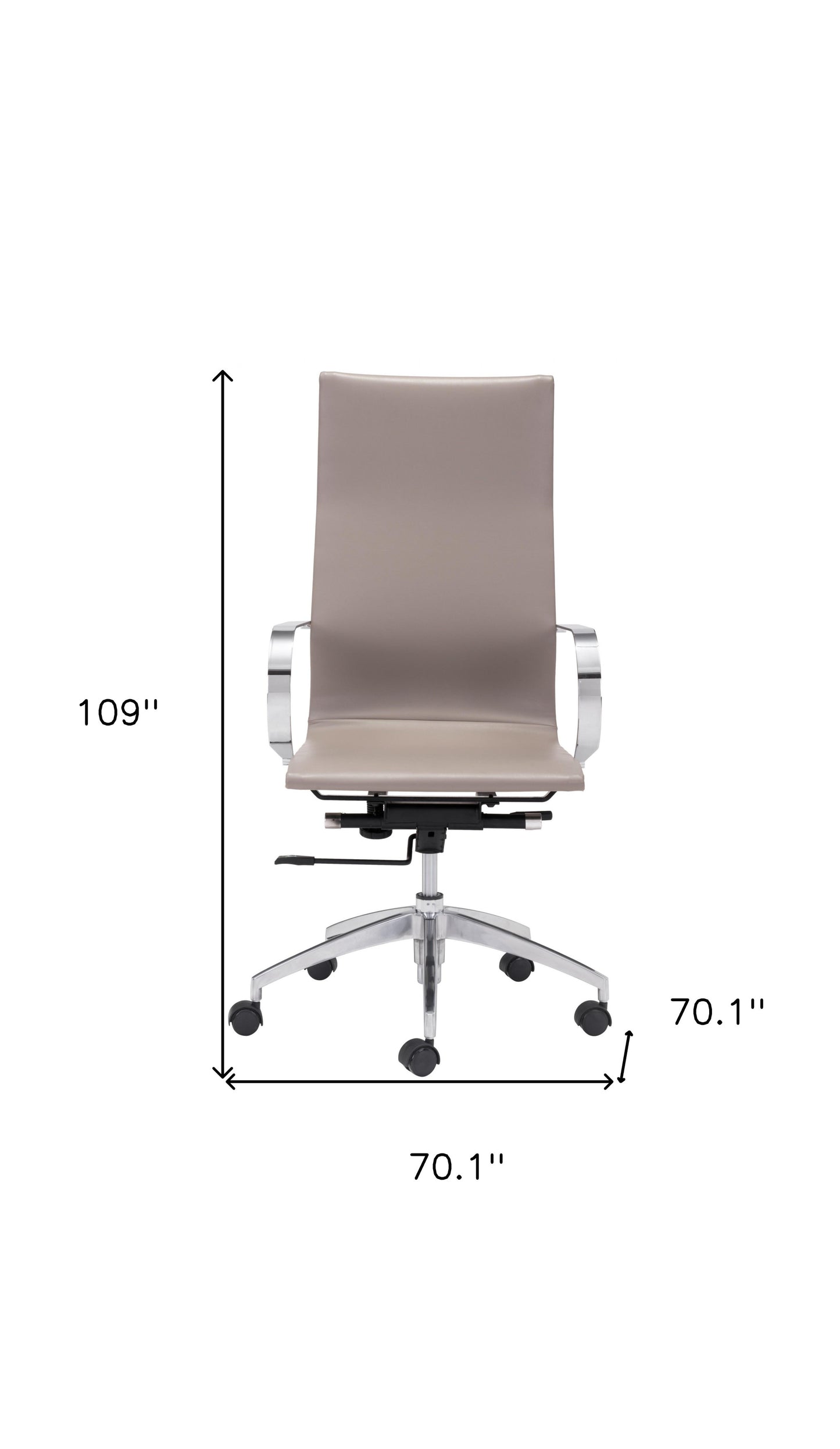 Taupe Faux Leather Seat Swivel Adjustable Conference Chair Metal Back Steel Frame
