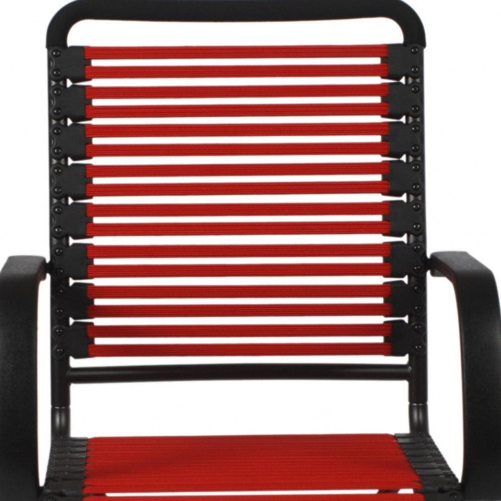 Red Swivel Adjustable Task Chair Bungee Back Steel Frame