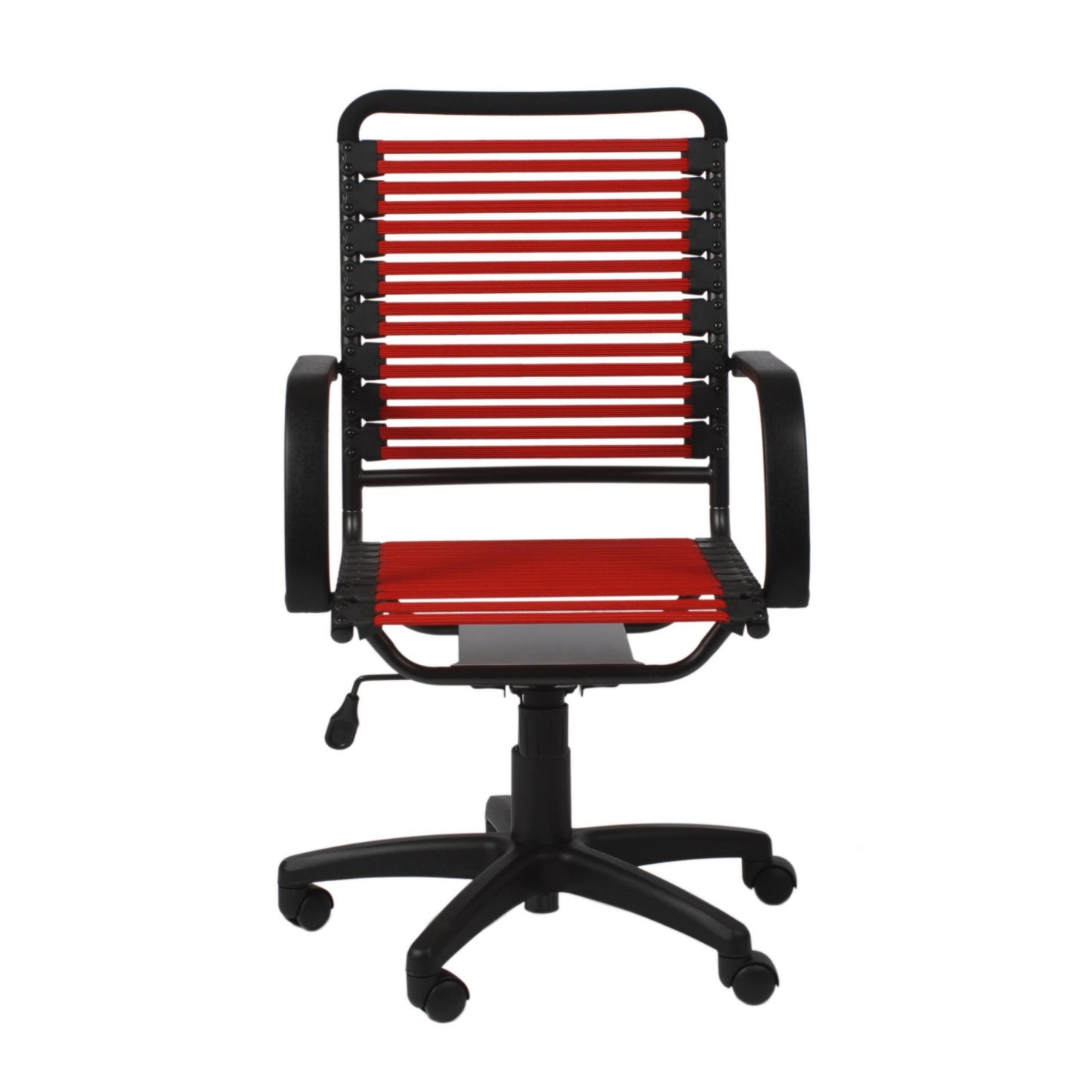 Red Swivel Adjustable Task Chair Bungee Back Steel Frame