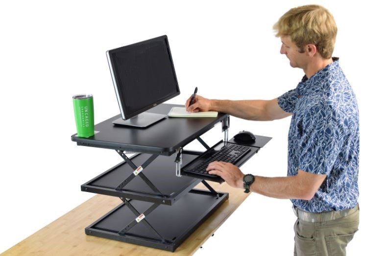 Black Adjustable Tall Standing Desk Converter and Riser