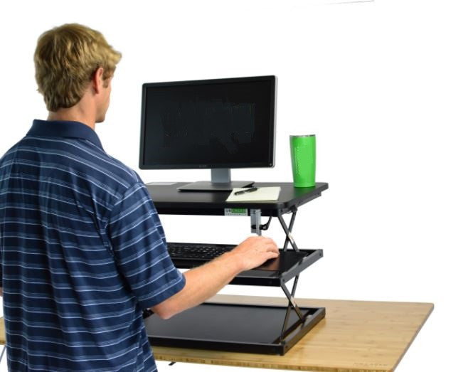 Black Adjustable Tall Standing Desk Converter and Riser