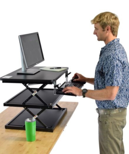 Black Adjustable Tall Standing Desk Converter and Riser