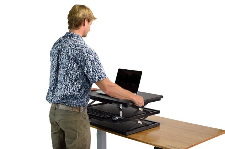 Black Adjustable Tall Standing Desk Converter and Riser