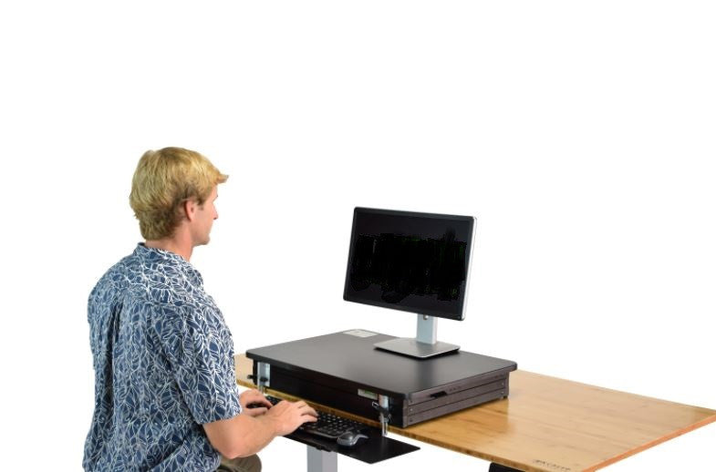 Black Adjustable Tall Standing Desk Converter and Riser