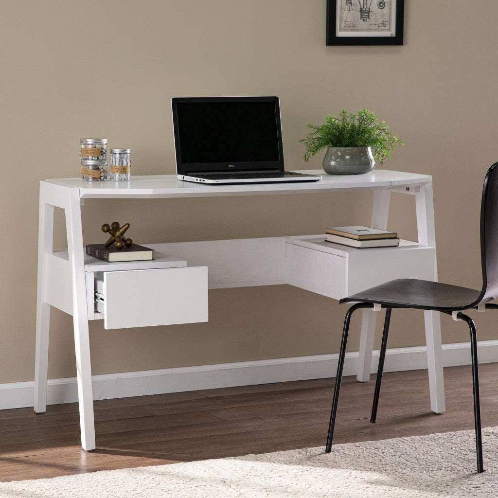 Metallic White Modern Writing Desk