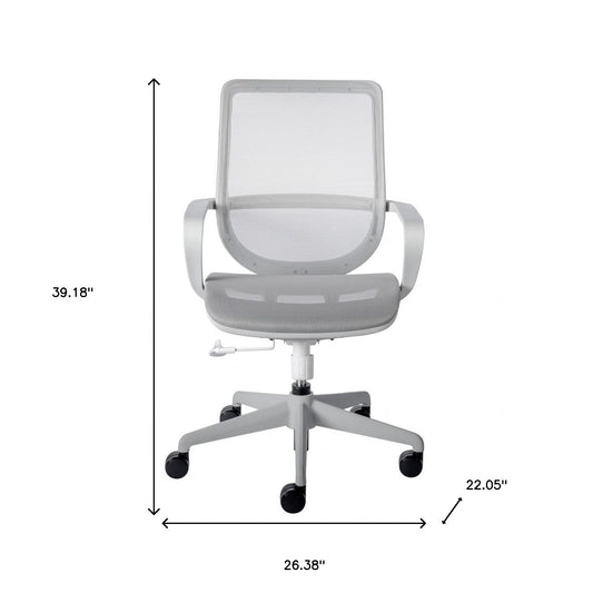 Gray Swivel Adjustable Task Chair Mesh Back Plastic Frame