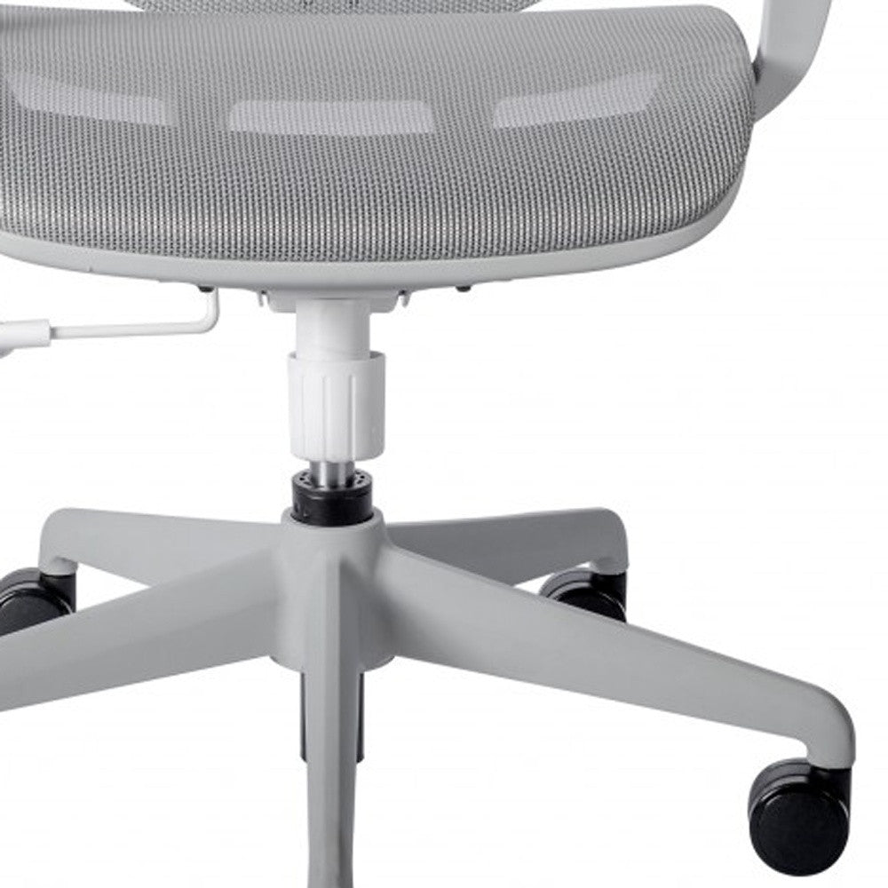 Gray Swivel Adjustable Task Chair Mesh Back Plastic Frame