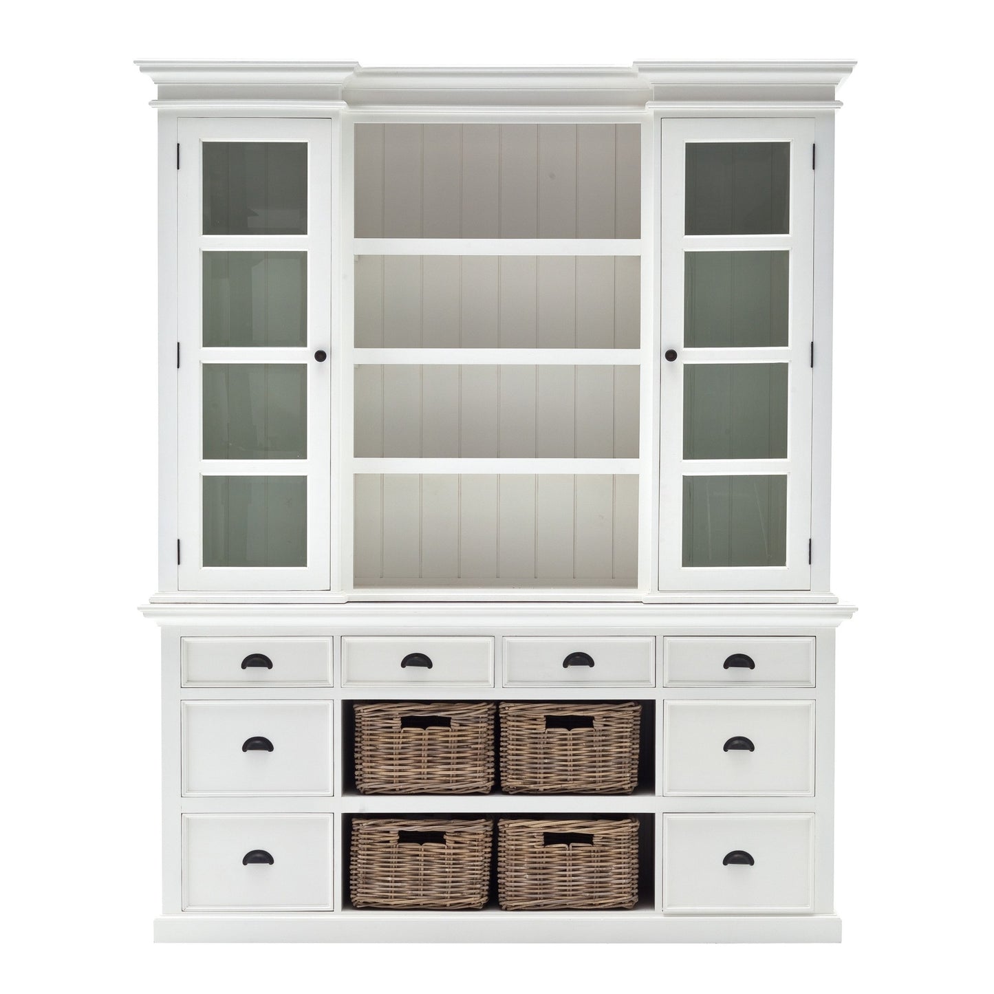 87" White Solid Wood Six Tier Bookcase