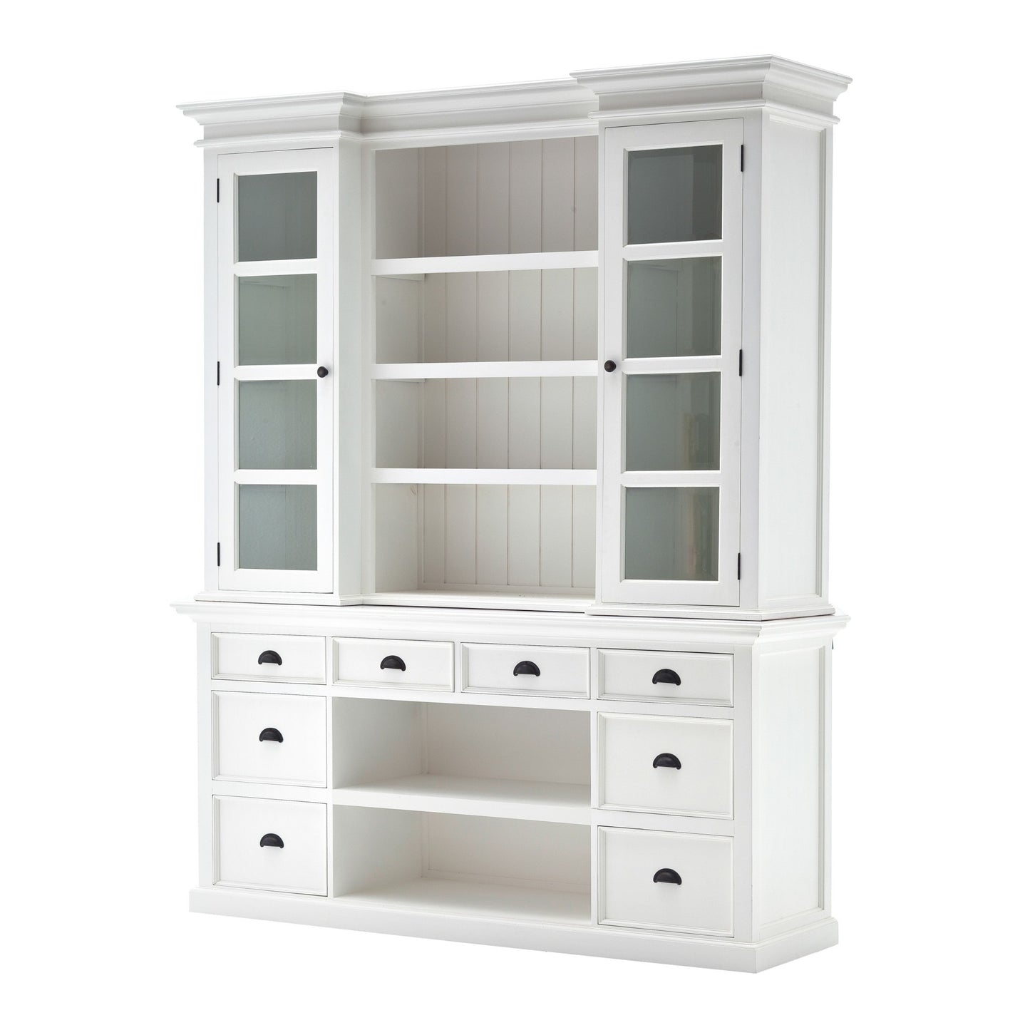 87" White Solid Wood Six Tier Bookcase