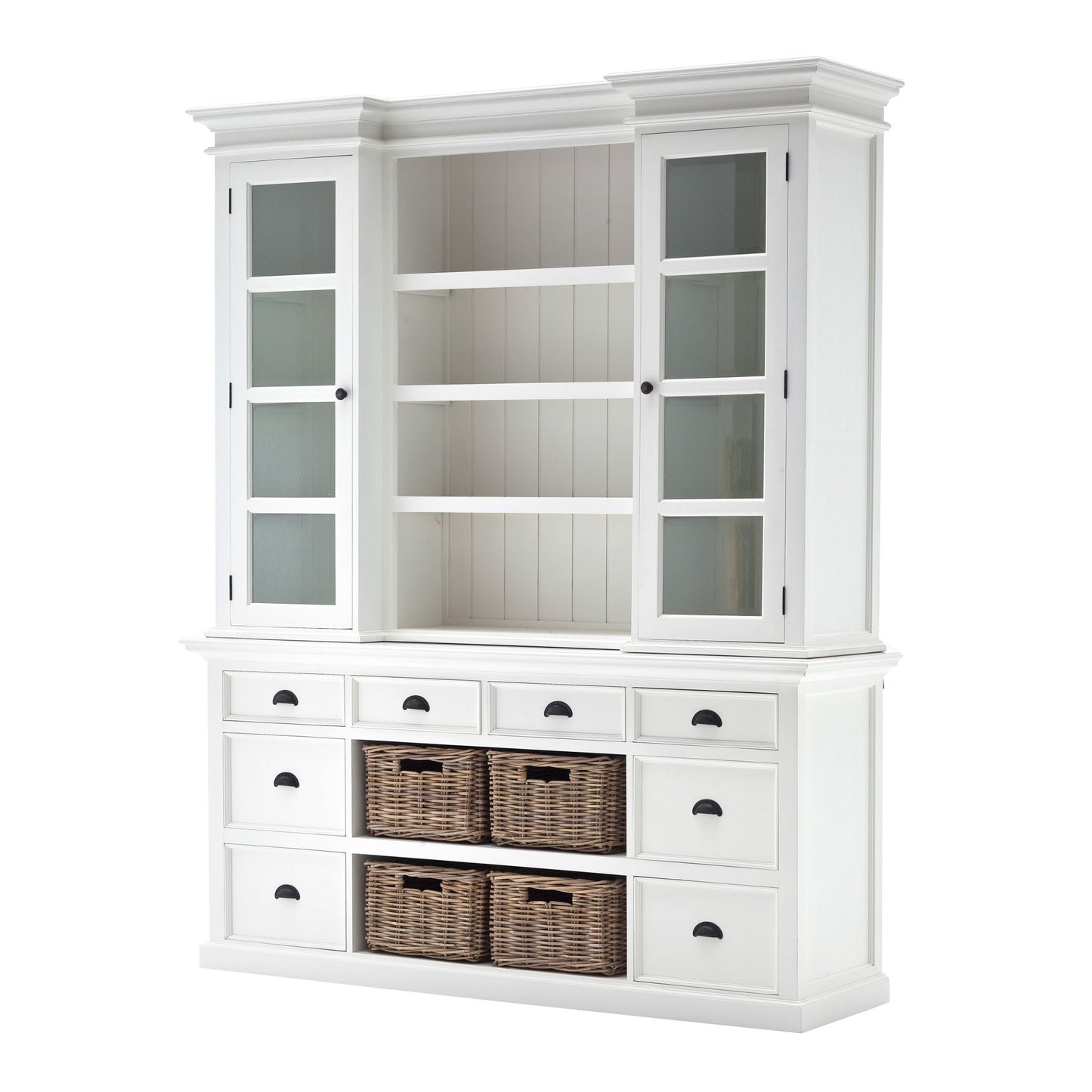 87" White Solid Wood Six Tier Bookcase