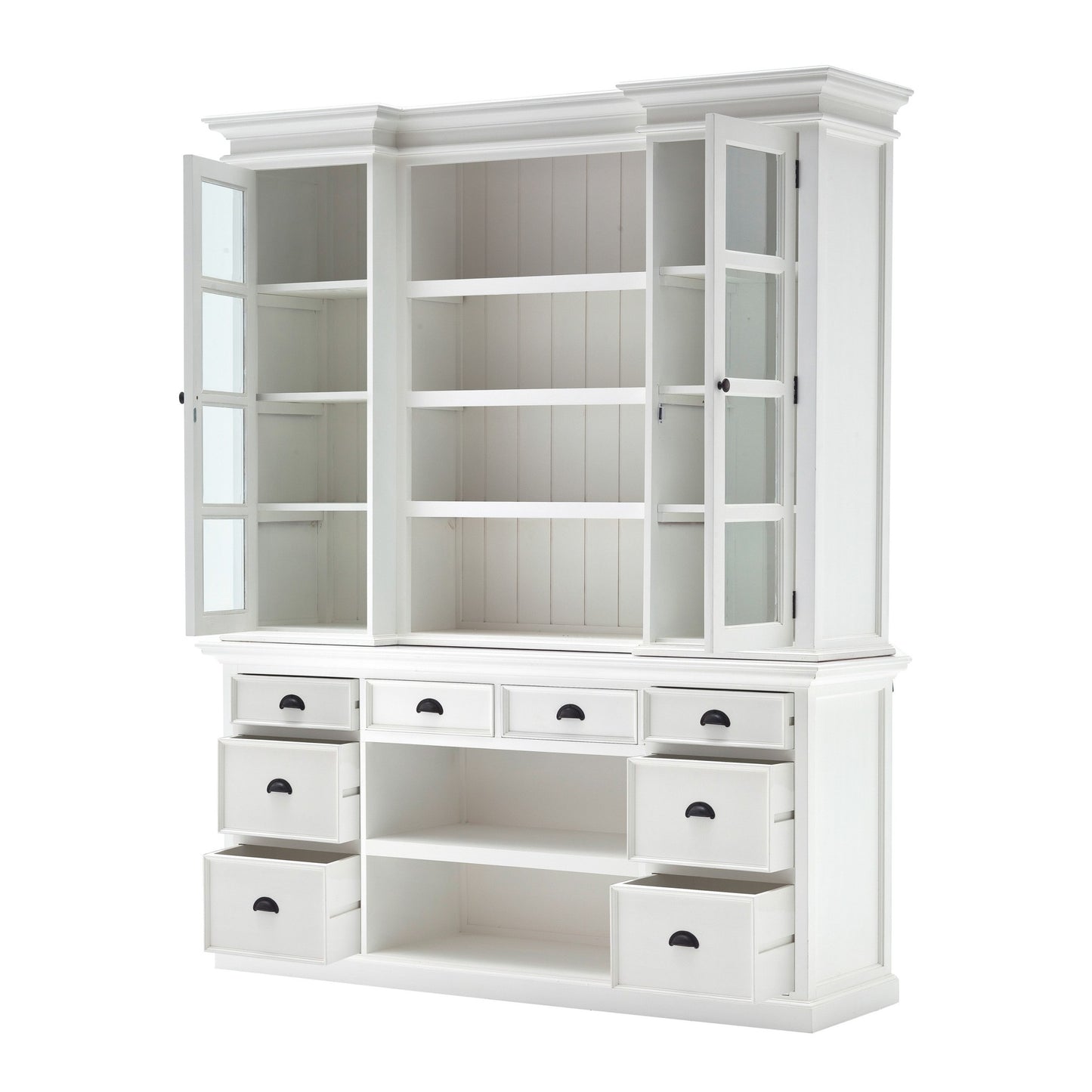 87" White Solid Wood Six Tier Bookcase