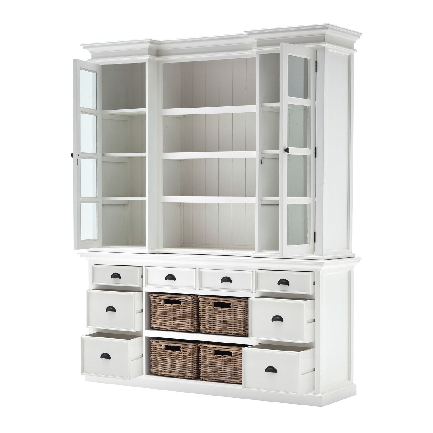 87" White Solid Wood Six Tier Bookcase