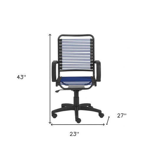 Blue Swivel Adjustable Task Chair Bungee Back Steel Frame