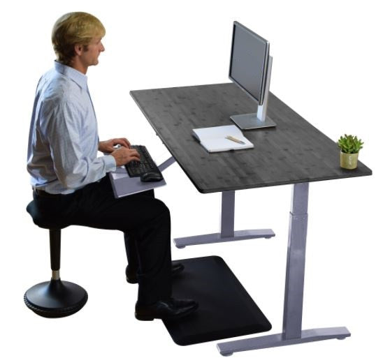 Gray Bamboo Dual Motor Electric Office Adjustable Computer Desk