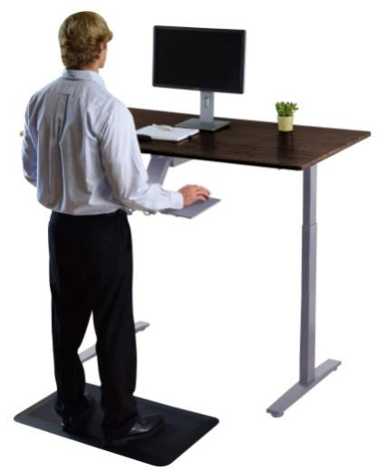 Gray Bamboo Dual Motor Electric Office Adjustable Computer Desk