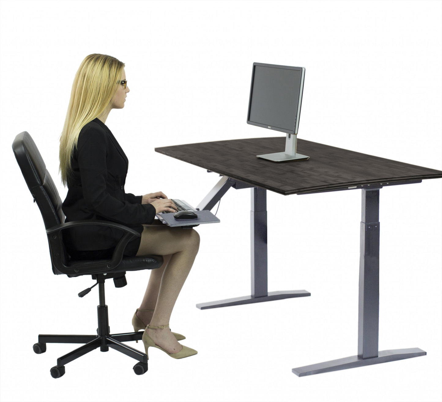 Premier Silver Dual Motor Electric Office Adjustable Standing Desk