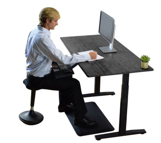 Black Bamboo Dual Motor Electric Office Adjustable Computer Desk