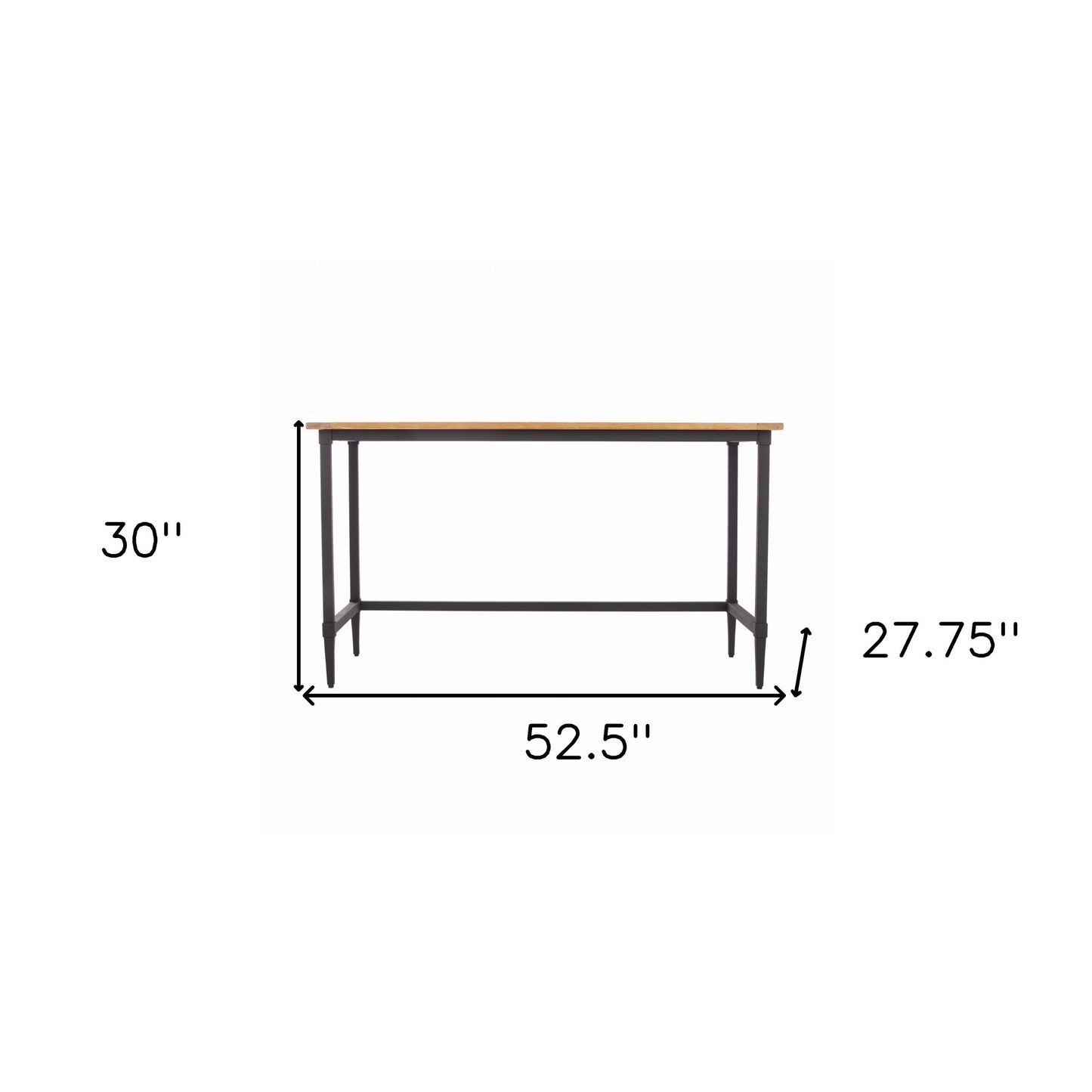 53" Natural And Black Writing Desk