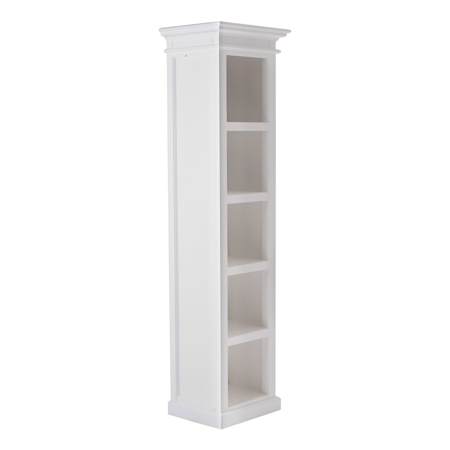 75" White Solid Wood Five Tier Bookcase