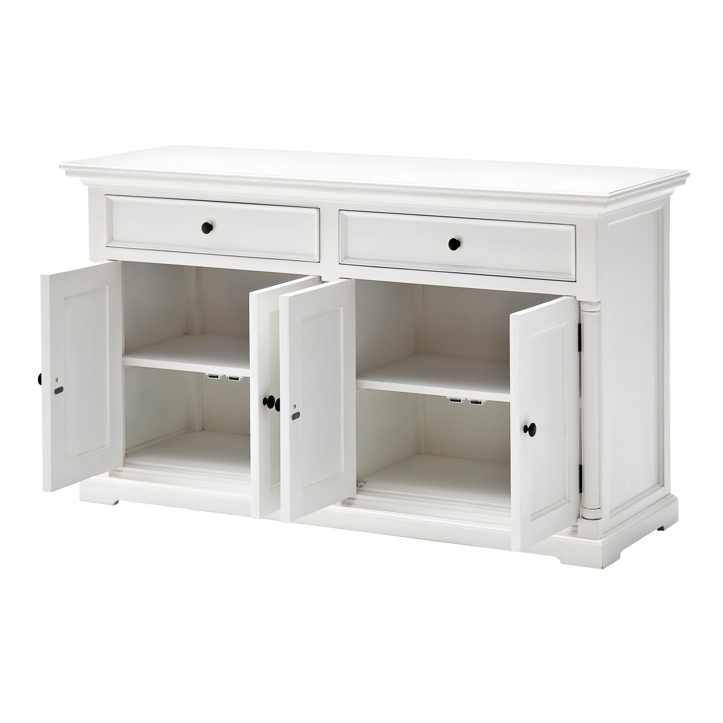 87" White Solid Wood Four Tier Bookcase