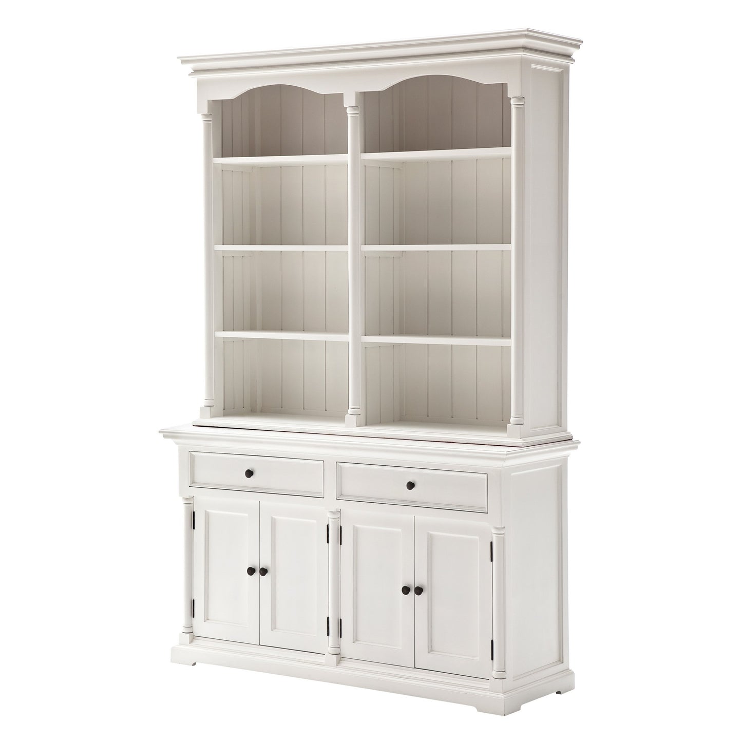 87" White Solid Wood Four Tier Bookcase