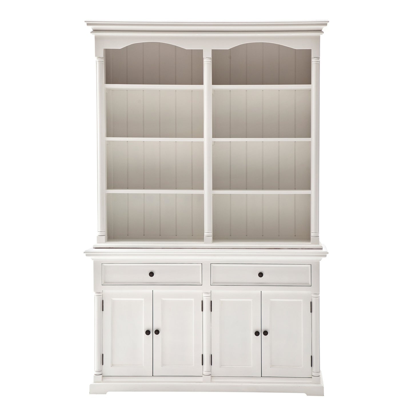 87" White Solid Wood Four Tier Bookcase