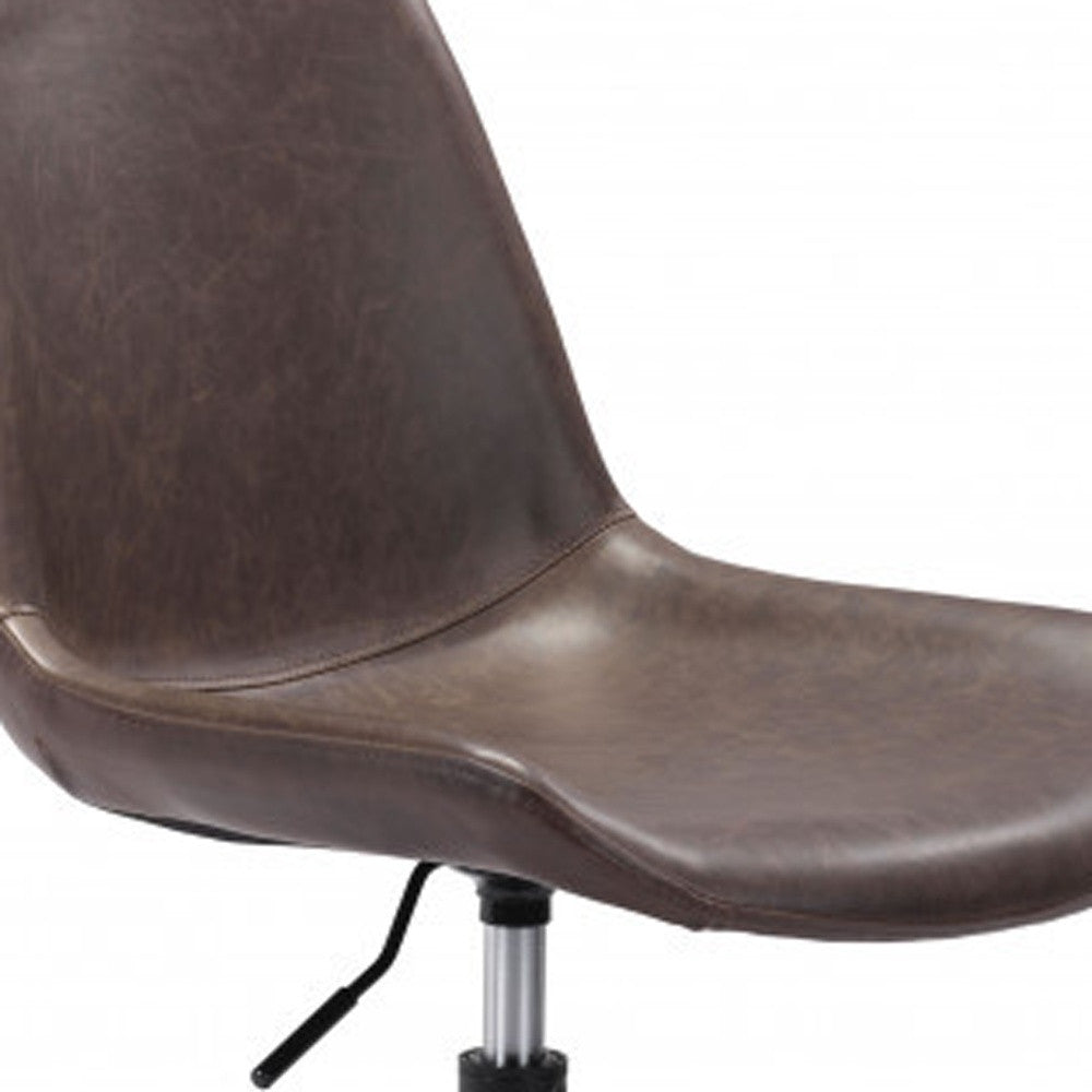 Modern Brown Faux Leather Rolling Office Chair