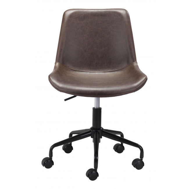 Modern Brown Faux Leather Rolling Office Chair