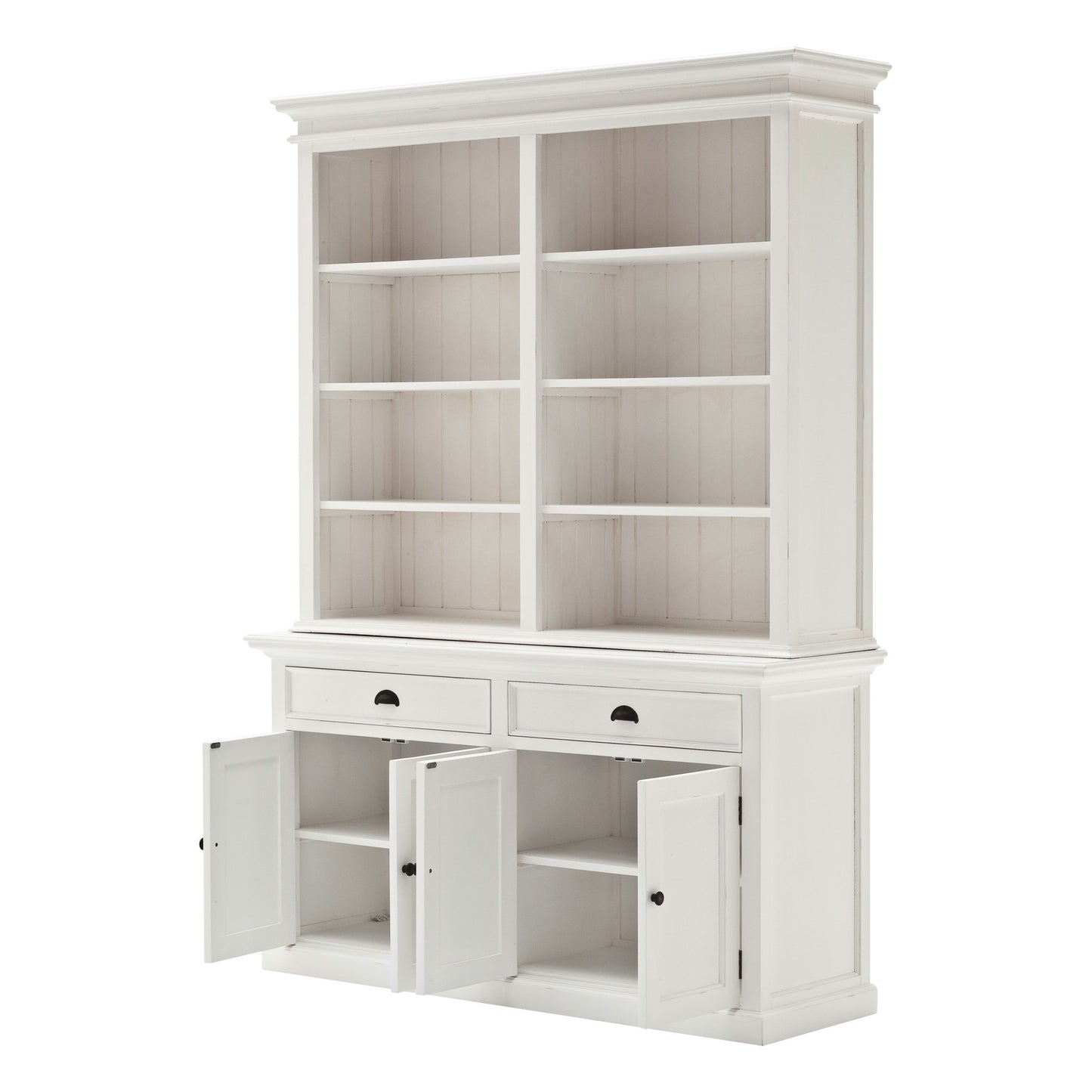 87" White Solid Wood Four Tier Bookcase