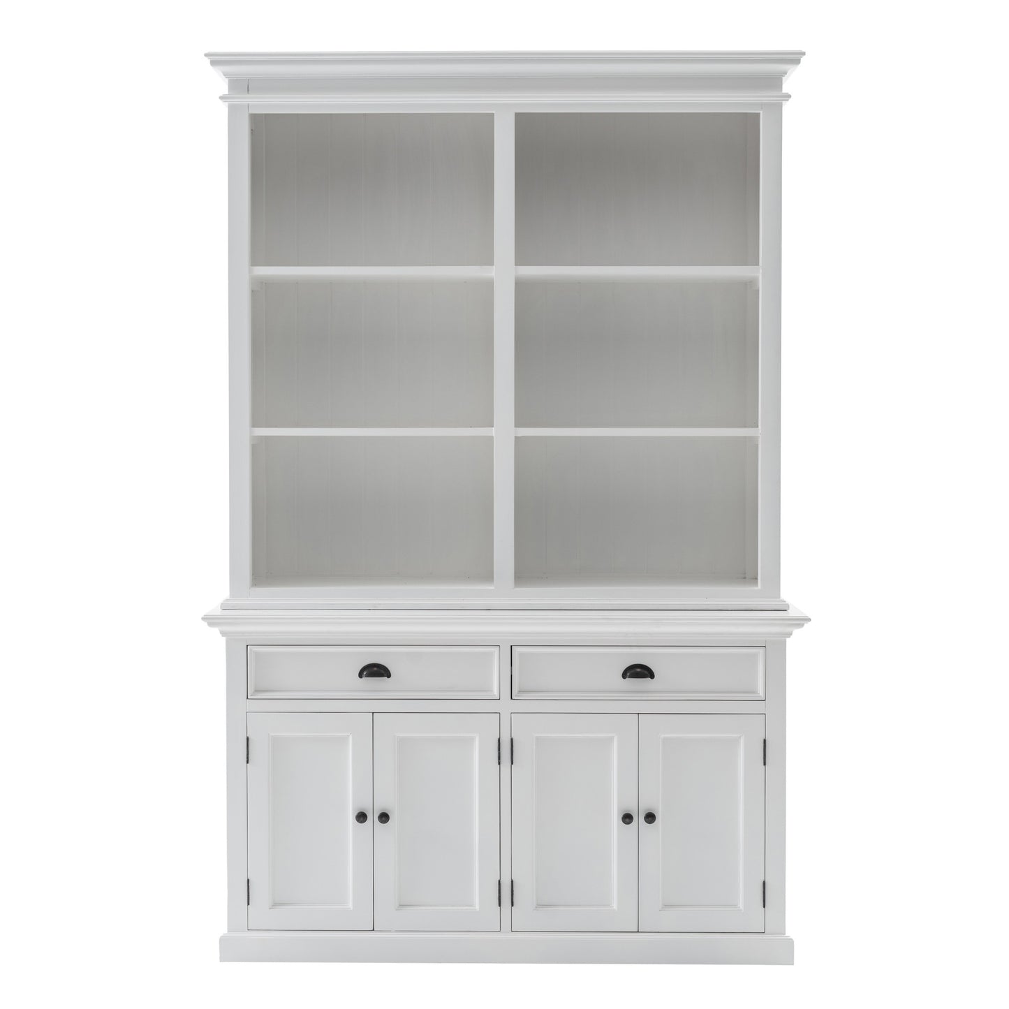 87" White Solid Wood Adjustable Four Tier Bookcase