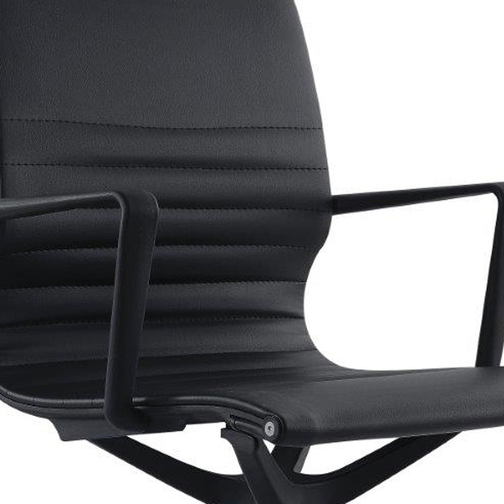 Black Adjustable Swivel Faux Leather Rolling Office Chair